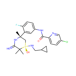 CC1(C)C(=N)N[C@](C)(c2cc(NC(=O)c3ccc(Cl)cn3)ccc2F)C[S@]1(O)NCC1CC1 ZINC001772624796