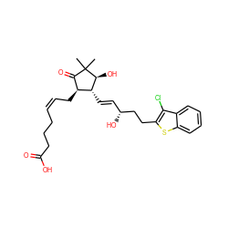 CC1(C)C(=O)[C@H](C/C=C\CCCC(=O)O)[C@@H](/C=C/[C@@H](O)CCc2sc3ccccc3c2Cl)[C@@H]1O ZINC000114340695