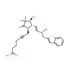 CC1(C)C(=O)[C@H](CC#CCCCC(=O)O)[C@@H](/C=C/[C@H](O)Cc2cc3ccccc3s2)[C@@H]1O ZINC000118263080