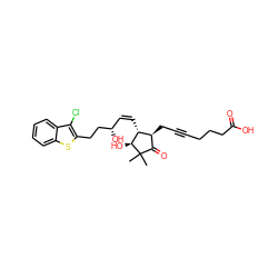 CC1(C)C(=O)[C@H](CC#CCCCC(=O)O)[C@@H](/C=C\[C@H](O)CCc2sc3ccccc3c2Cl)[C@@H]1O ZINC000034109221