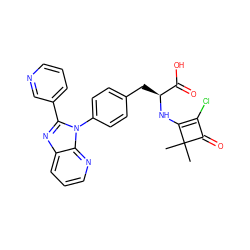 CC1(C)C(=O)C(Cl)=C1N[C@@H](Cc1ccc(-n2c(-c3cccnc3)nc3cccnc32)cc1)C(=O)O ZINC000100077628