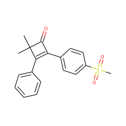 CC1(C)C(=O)C(c2ccc(S(C)(=O)=O)cc2)=C1c1ccccc1 ZINC000003814801