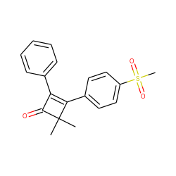 CC1(C)C(=O)C(c2ccccc2)=C1c1ccc(S(C)(=O)=O)cc1 ZINC000003814800