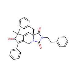 CC1(C)C(=O)C(c2ccccc2)=C2CN3C(=O)N(CCc4ccccc4)C(=O)[C@@]3(Cc3ccccc3)C=C21 ZINC000008021716