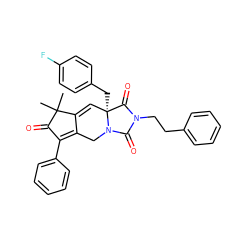 CC1(C)C(=O)C(c2ccccc2)=C2CN3C(=O)N(CCc4ccccc4)C(=O)[C@]3(Cc3ccc(F)cc3)C=C21 ZINC000008021557