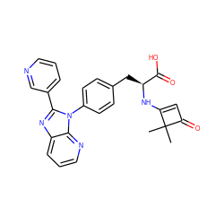 CC1(C)C(=O)C=C1N[C@@H](Cc1ccc(-n2c(-c3cccnc3)nc3cccnc32)cc1)C(=O)O ZINC000100077611