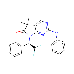 CC1(C)C(=O)N([C@H](c2ccccc2)C(F)F)c2nc(Nc3ccccc3)ncc21 ZINC001772575947