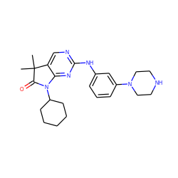 CC1(C)C(=O)N(C2CCCCC2)c2nc(Nc3cccc(N4CCNCC4)c3)ncc21 ZINC001772622996