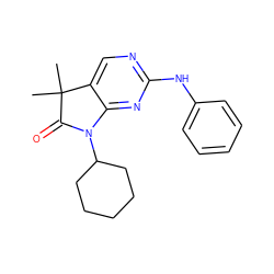 CC1(C)C(=O)N(C2CCCCC2)c2nc(Nc3ccccc3)ncc21 ZINC001772606922