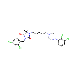 CC1(C)C(=O)N(Cc2ccc(Cl)cc2Cl)C(=O)N1CCCCCN1CCN(c2cccc(Cl)c2Cl)CC1 ZINC000169311327