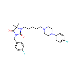 CC1(C)C(=O)N(Cc2ccc(F)cc2)C(=O)N1CCCCCN1CCN(c2ccc(F)cc2)CC1 ZINC000169311325