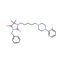 CC1(C)C(=O)N(Cc2ccccc2)C(=O)N1CCCCCN1CCN(c2ccccc2F)CC1 ZINC000169311319