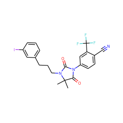 CC1(C)C(=O)N(c2ccc(C#N)c(C(F)(F)F)c2)C(=O)N1CCCc1cccc(I)c1 ZINC000025992895