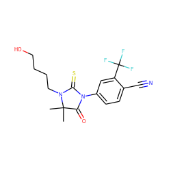 CC1(C)C(=O)N(c2ccc(C#N)c(C(F)(F)F)c2)C(=S)N1CCCCO ZINC000001538191