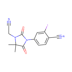 CC1(C)C(=O)N(c2ccc(C#N)c(I)c2)C(=O)N1CC#N ZINC000028393762