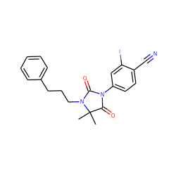 CC1(C)C(=O)N(c2ccc(C#N)c(I)c2)C(=O)N1CCCc1ccccc1 ZINC000028385993