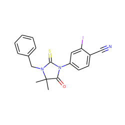 CC1(C)C(=O)N(c2ccc(C#N)c(I)c2)C(=S)N1Cc1ccccc1 ZINC000028371784