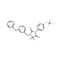 CC1(C)C(=O)N(c2ccc(SC(F)(F)F)cc2)C(=O)N1Cc1ccnc(Nc2ccccc2)c1 ZINC000071296544