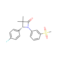 CC1(C)C(=O)N(c2cccc(S(C)(=O)=O)c2)[C@@H]1c1ccc(F)cc1 ZINC000169324143