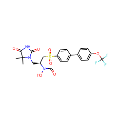 CC1(C)C(=O)NC(=O)N1C[C@@H](CS(=O)(=O)c1ccc(-c2ccc(OC(F)(F)F)cc2)cc1)N(O)C=O ZINC000026385209