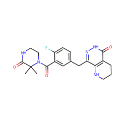 CC1(C)C(=O)NCCN1C(=O)c1cc(Cc2n[nH]c(=O)c3c2NCCC3)ccc1F ZINC000148932302