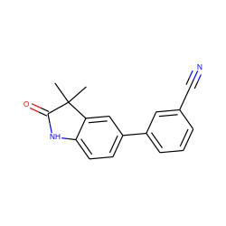 CC1(C)C(=O)Nc2ccc(-c3cccc(C#N)c3)cc21 ZINC000013860668