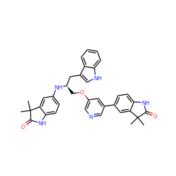 CC1(C)C(=O)Nc2ccc(N[C@H](COc3cncc(-c4ccc5c(c4)C(C)(C)C(=O)N5)c3)Cc3c[nH]c4ccccc34)cc21 ZINC000034803816