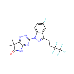 CC1(C)C(=O)Nc2nc(-n3nc(CCC(F)(F)C(F)(F)F)c4cc(F)ccc43)nnc21 ZINC000223424623