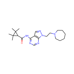 CC1(C)C(C(=O)Nc2ncnc3c2cnn3CCN2CCCCCC2)C1(C)C ZINC000143201084