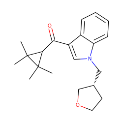 CC1(C)C(C(=O)c2cn(C[C@@H]3CCOC3)c3ccccc23)C1(C)C ZINC000045256802