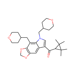 CC1(C)C(C(=O)c2cn(CC3CCOCC3)c3c(CC4CCOCC4)c4c(cc23)OCO4)C1(C)C ZINC000072124327