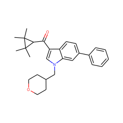 CC1(C)C(C(=O)c2cn(CC3CCOCC3)c3cc(-c4ccccc4)ccc23)C1(C)C ZINC000014975882