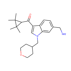 CC1(C)C(C(=O)c2cn(CC3CCOCC3)c3cc(CN)ccc23)C1(C)C ZINC000014975876