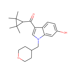 CC1(C)C(C(=O)c2cn(CC3CCOCC3)c3cc(O)ccc23)C1(C)C ZINC000014975774