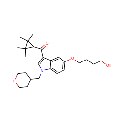 CC1(C)C(C(=O)c2cn(CC3CCOCC3)c3ccc(OCCCCO)cc23)C1(C)C ZINC000014975851