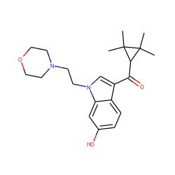 CC1(C)C(C(=O)c2cn(CCN3CCOCC3)c3cc(O)ccc23)C1(C)C ZINC000014975824