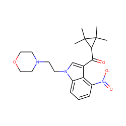 CC1(C)C(C(=O)c2cn(CCN3CCOCC3)c3cccc([N+](=O)[O-])c23)C1(C)C ZINC000014975840