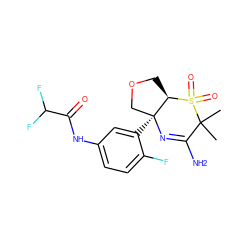 CC1(C)C(N)=N[C@@]2(c3cc(NC(=O)C(F)F)ccc3F)COC[C@H]2S1(=O)=O ZINC000217089327