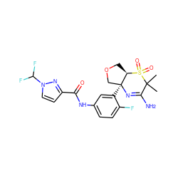 CC1(C)C(N)=N[C@@]2(c3cc(NC(=O)c4ccn(C(F)F)n4)ccc3F)COC[C@H]2S1(=O)=O ZINC000217095277