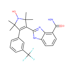 CC1(C)C(c2cccc(C(F)(F)F)c2)=C(c2nc3c(C(N)=O)cccc3[nH]2)C(C)(C)N1O ZINC000040406377