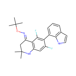 CC1(C)C/C(=N\OC(C)(C)C)c2c(cc(F)c(-c3cccc4cc[nH]c34)c2F)N1 ZINC000071318905