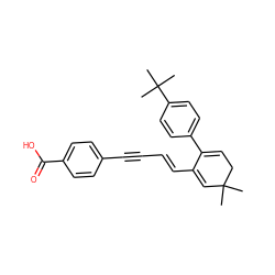 CC1(C)C=C(/C=C/C#Cc2ccc(C(=O)O)cc2)C(c2ccc(C(C)(C)C)cc2)=CC1 ZINC000027866693