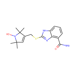 CC1(C)C=C(CSc2nc3c(C(N)=O)cccc3[nH]2)C(C)(C)N1O ZINC000084723869