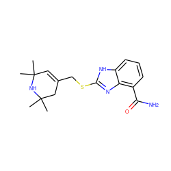 CC1(C)C=C(CSc2nc3c(C(N)=O)cccc3[nH]2)CC(C)(C)N1 ZINC000036423243