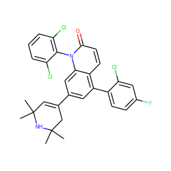 CC1(C)C=C(c2cc(-c3ccc(F)cc3Cl)c3ccc(=O)n(-c4c(Cl)cccc4Cl)c3c2)CC(C)(C)N1 ZINC000028565226