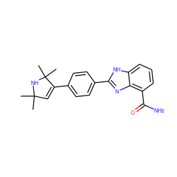 CC1(C)C=C(c2ccc(-c3nc4c(C(N)=O)cccc4[nH]3)cc2)C(C)(C)N1 ZINC000040895714