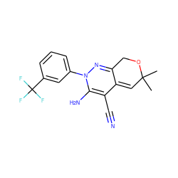 CC1(C)C=C2C(=NN(c3cccc(C(F)(F)F)c3)C(N)=C2C#N)CO1 ZINC000013838659