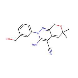 CC1(C)C=C2C(=NN(c3cccc(CO)c3)C(N)=C2C#N)CO1 ZINC000013838669