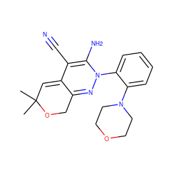 CC1(C)C=C2C(=NN(c3ccccc3N3CCOCC3)C(N)=C2C#N)CO1 ZINC000013838731