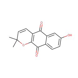 CC1(C)C=CC2=C(O1)C(=O)c1ccc(O)cc1C2=O ZINC000096308818